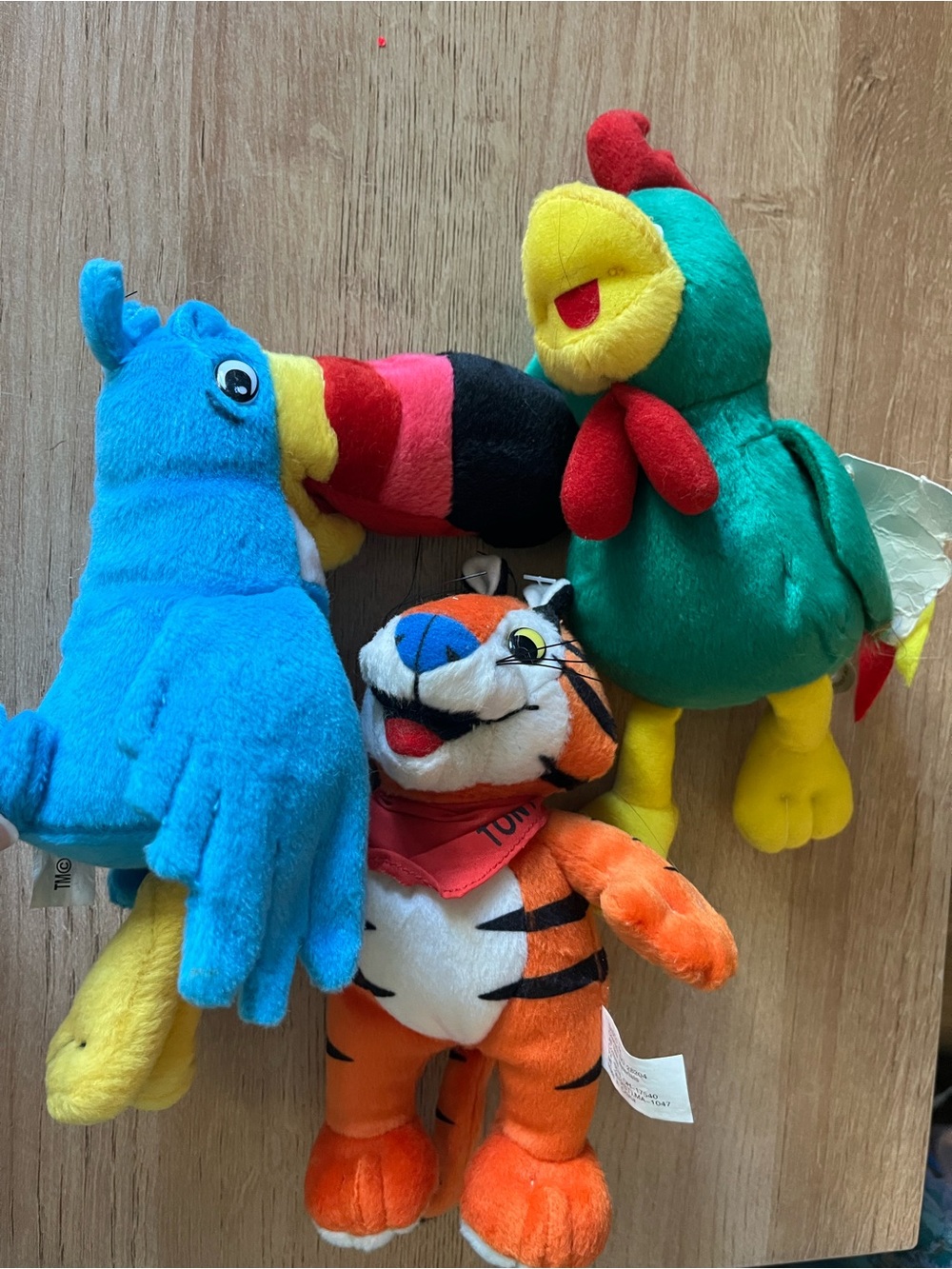 VTG 1997 Kelloggs Mascot Plush Set 3 Tony Tiger Toucan Sam Cornelius Rooster 90s